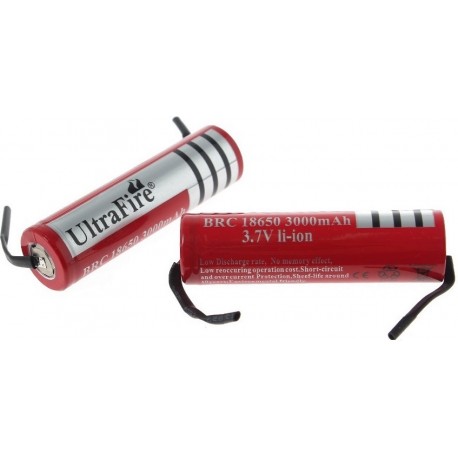 Batería Ultrafire BRC18650 de 3.7v 3.000mA Roja Pcb