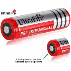 Batería de litio 18650 3.7v 3.000mA Roja Protegida Punto