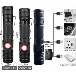 Linterna USB-Zoom SR180 800 Lm