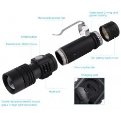 Linterna USB-Zoom SR180 800 Lm