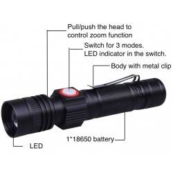 Linterna USB-Zoom SR180 800 Lm