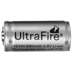Batería de Litio 16340 3,7v 880mA Protegida Ultrafire 
