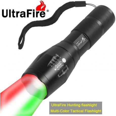 Linterna Zoom Ultrafire UF-3C 3 Led Blanco-Rojo-Verde