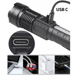 Linterna Zoom Led Ultrafire USB A76S Blanco Frío, Rojo y Azul