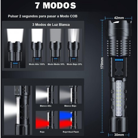 Linterna Zoom Led Ultrafire USB A76S