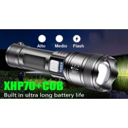 Linterna Zoom Led Ultrafire USB A76S Blanco Frío, Rojo y Azul