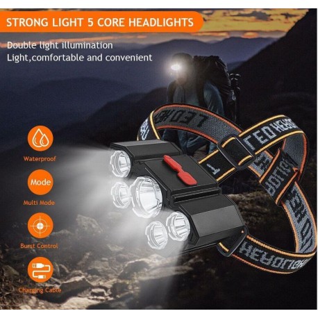 Foco-Linterna Casco 5 Led de Bicicleta y Casco Ultrafire F-T21