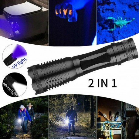 Linterna Led 800Lm. Luz Blanca y UV