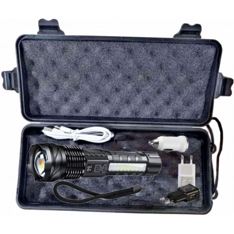 Linterna Zoom Led Ultrafire USB A76S Blanco Frío, Rojo y Azul