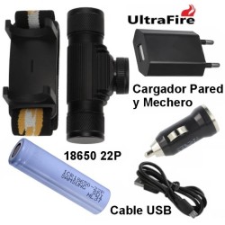 Linterna de Cabeza y Casco UltraFire P1 HeadLamp