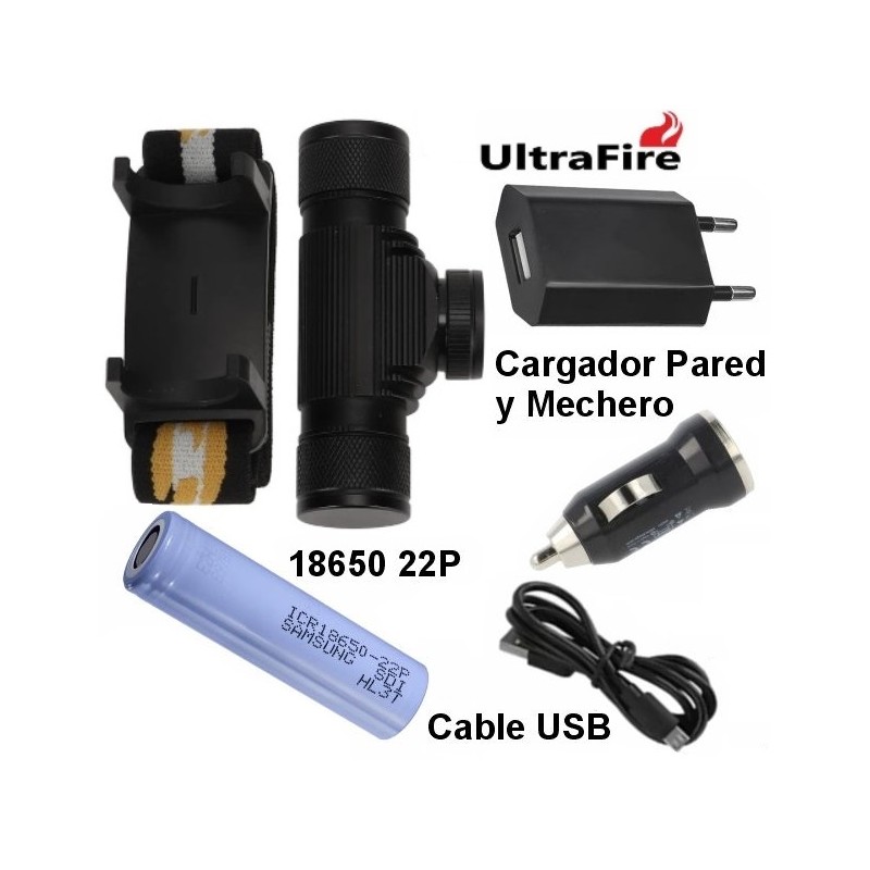 Linterna de Cabeza y Casco UltraFire P1 HeadLamp